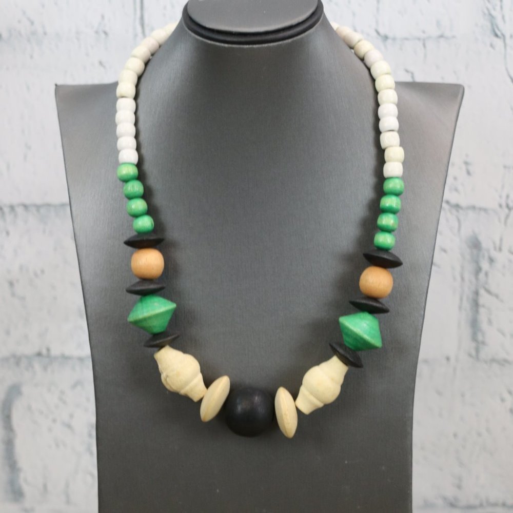 Karla Jordan 80s Wood Bead Necklace